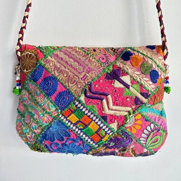 Embroidered Colourful Beaded Crossbody Bag - Picture 4 of 5